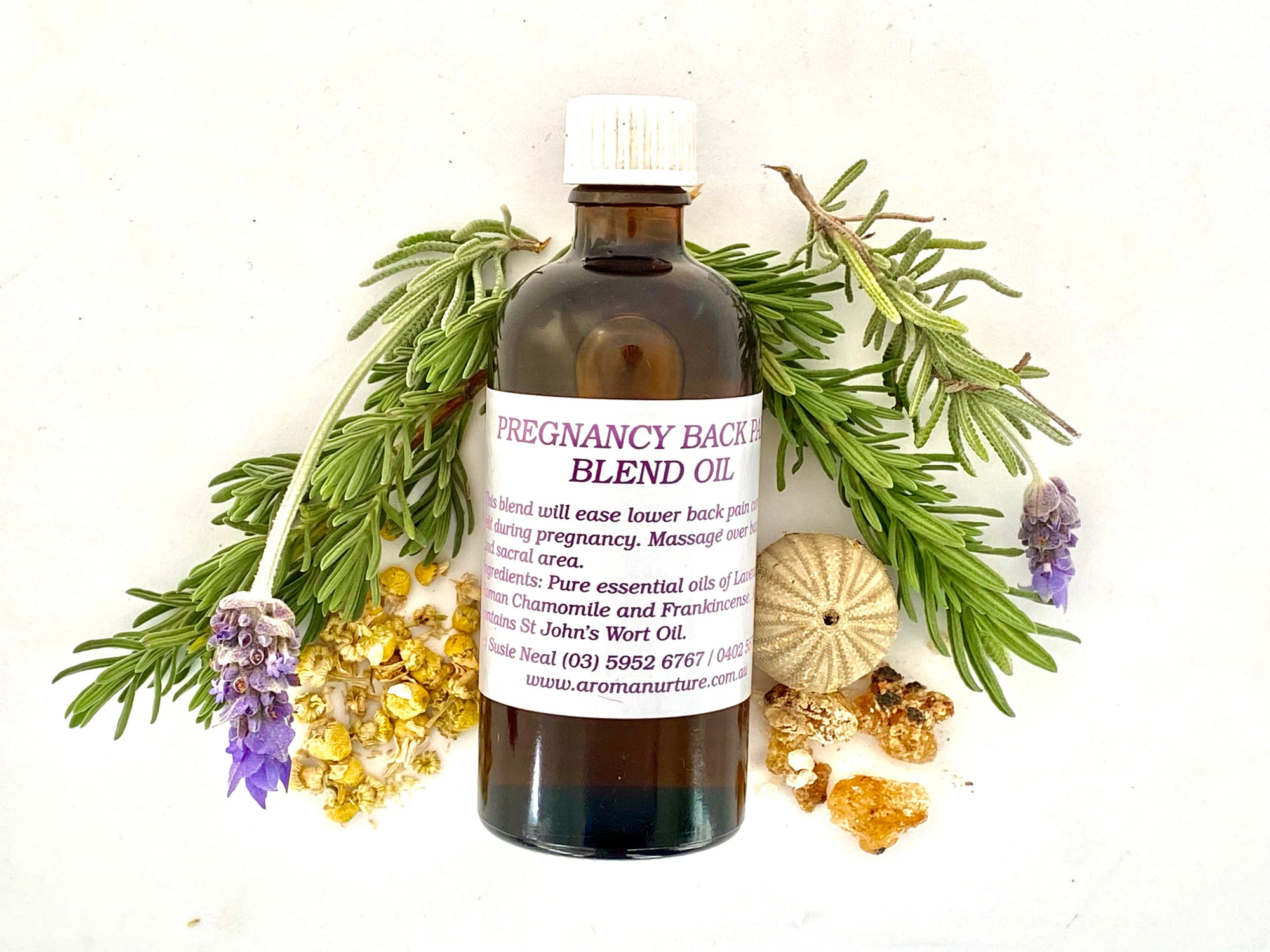 Pregnancy Back Pain Massage Oil in Light Olive Oil.100 mls.