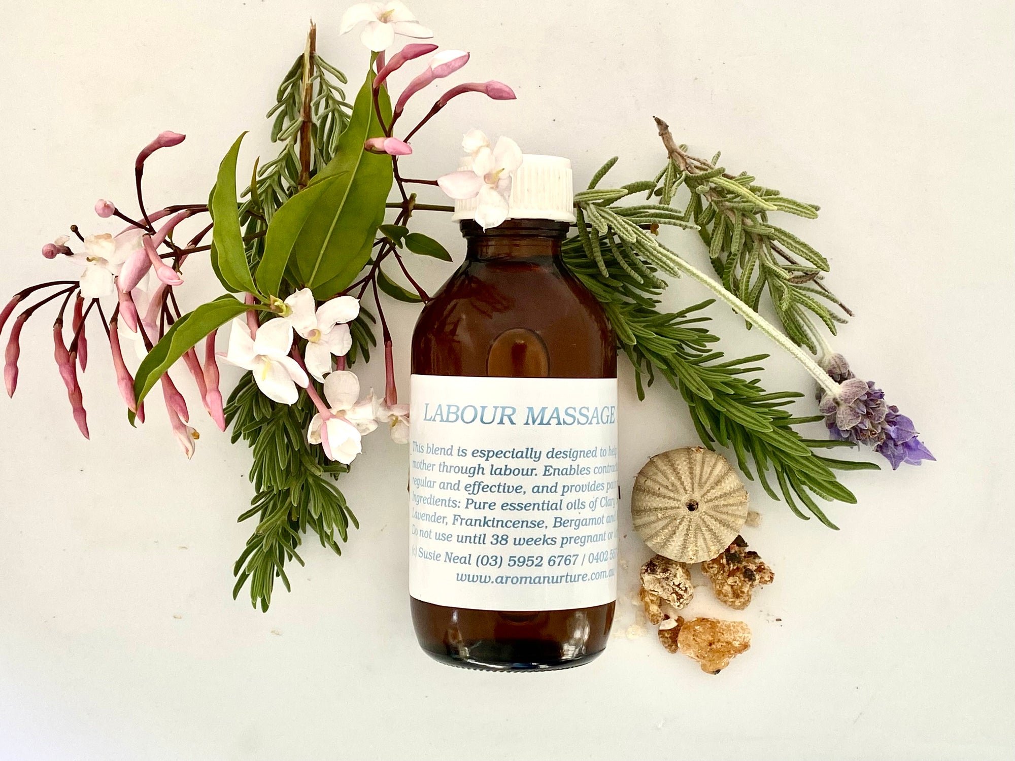 Labour Massage Oil in Sweet Almond Oil. 100 mls.