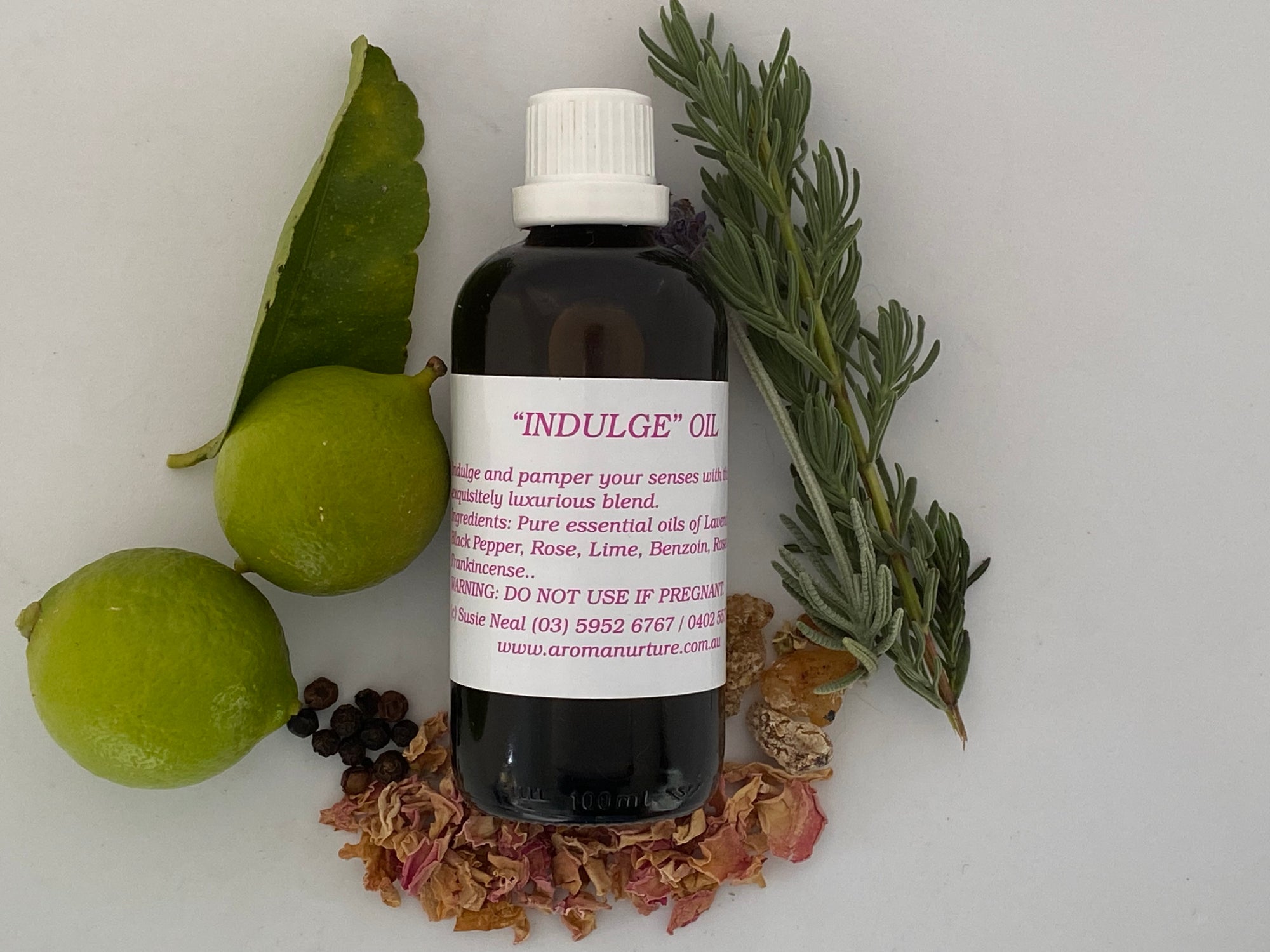 Indulge Massage Oil in Light Olive Oil.100 mls.