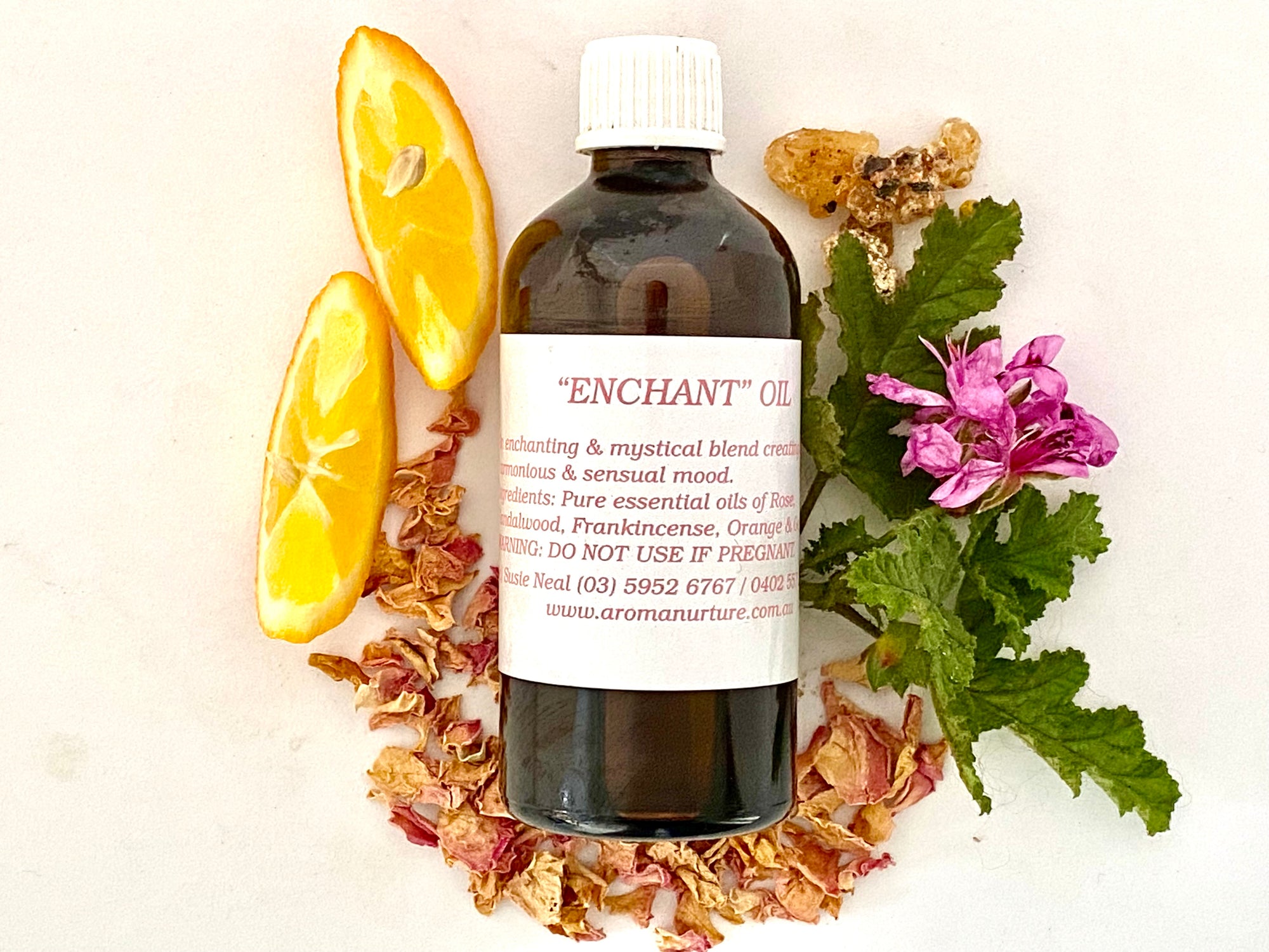 Enchant Massage Oil in Light Olive Oil. 100 mls.