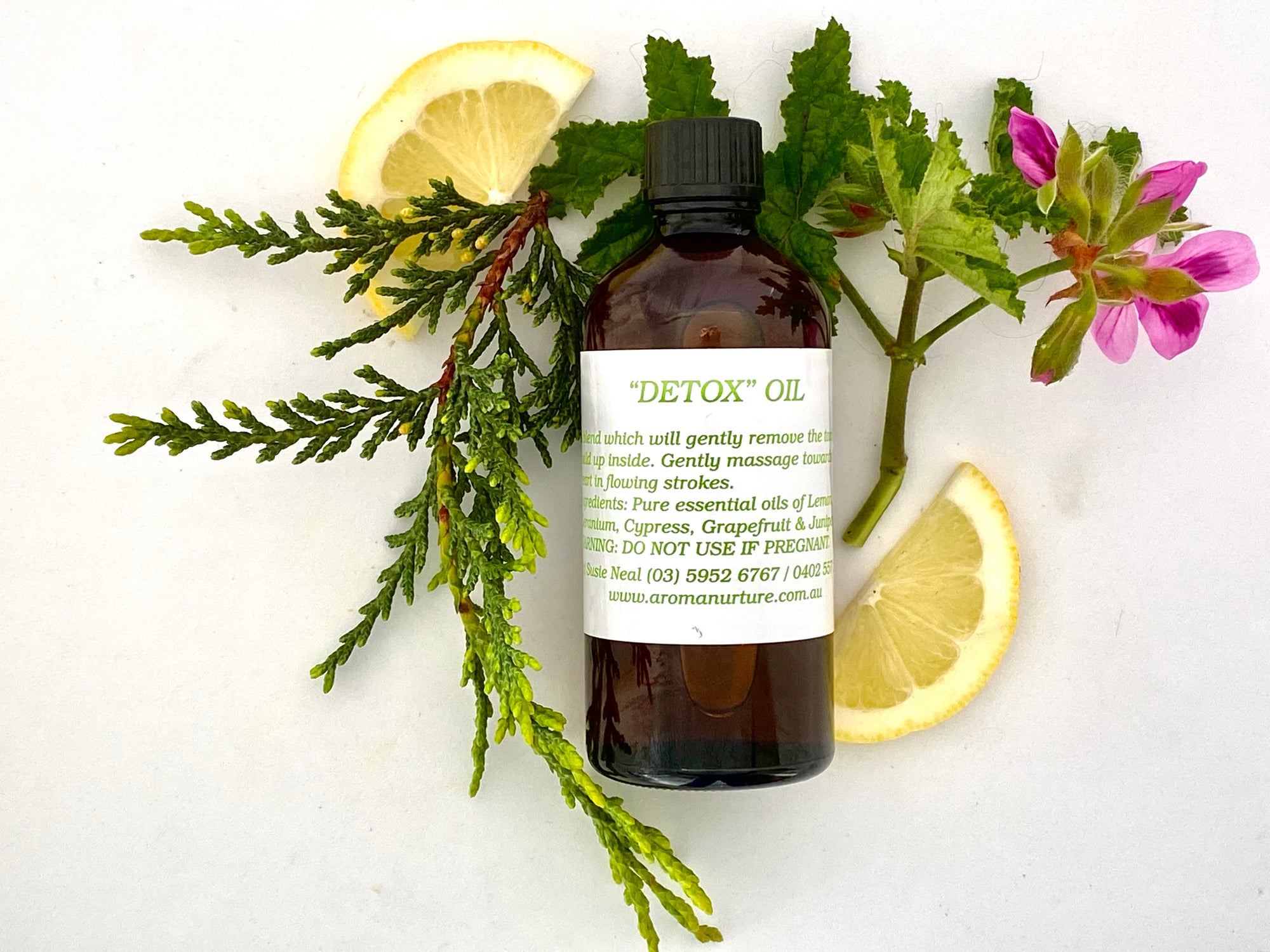 Detox Massage Oil in Sweet Almond Oil.100mls.