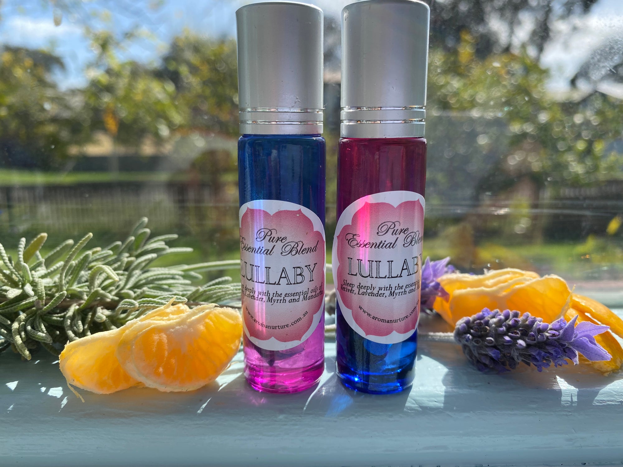 LULLABY ROLL-ON BLEND with crystal chips.