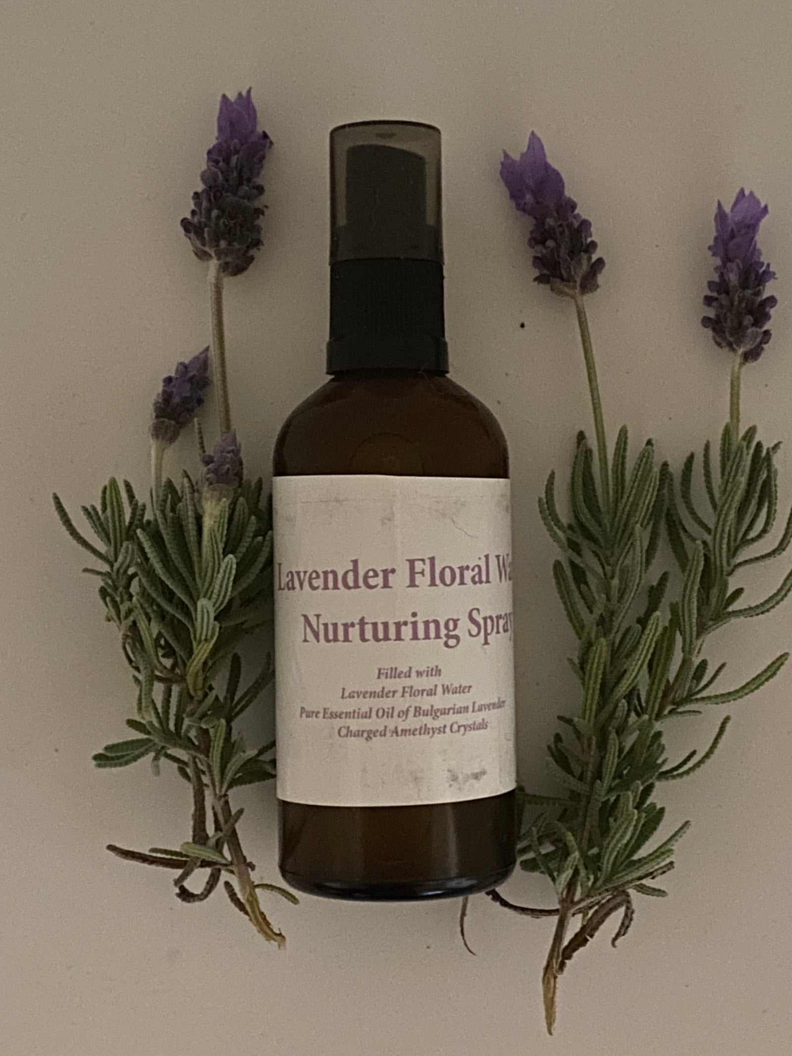 Lavender Hydrosol with Amethyst crystals in Floral Water.100mls.