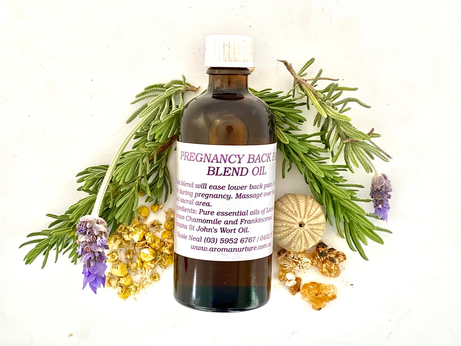 Pregnancy Back Pain Massage Oil in Sweet Almond Oil.100 mls.
