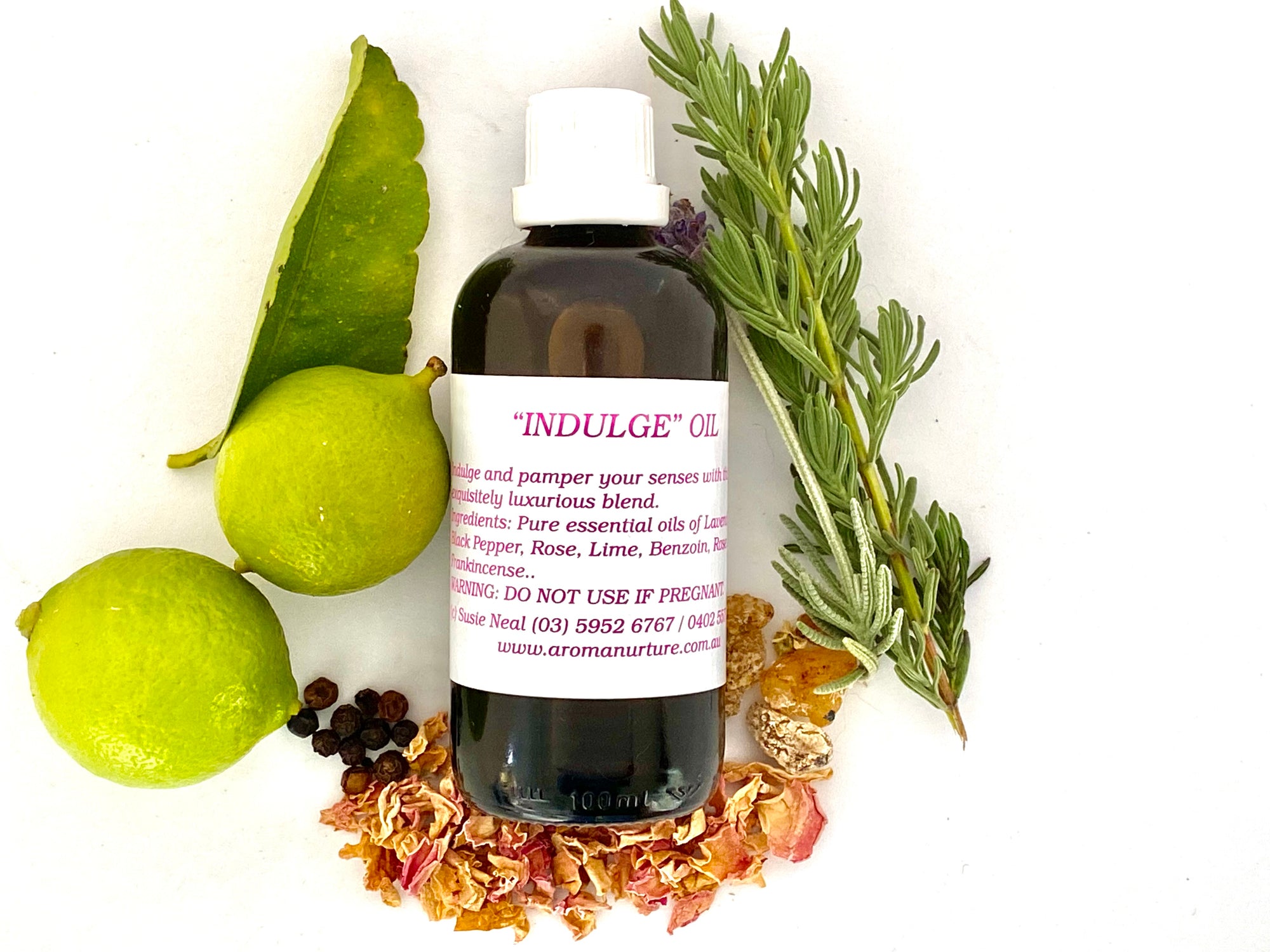 Indulge Massage Oil in Sweet Almond Oil.100 mls.
