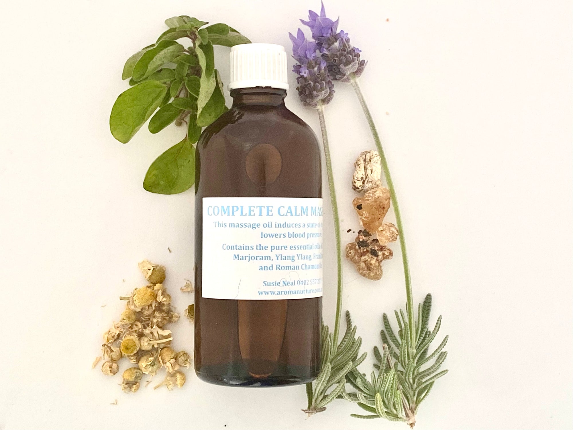 Complete Calm Massage Oil in Light Olive Oil 100 mls.